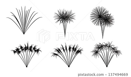 Black Solid Firework Fountain Silhouettes Set of Six on White Background Black Solid Firework Fountain Silhouettes Set of Six on White Background 137494669