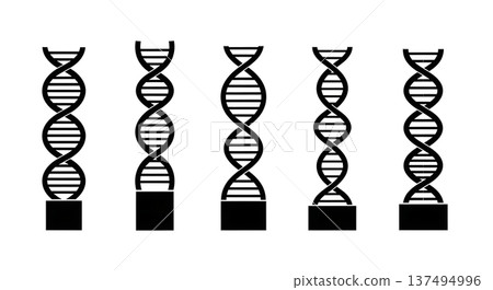 Black Solid Geometric Square DNA Silhouettes Set of Six on White Background 137494996