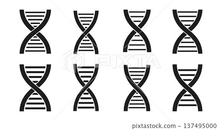 Black Solid Geometric Square DNA Silhouettes Set of Six on White Background Black Solid Geometric Square DNA Silhouettes Set of Six on White Background 137495000
