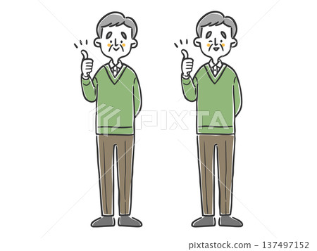Senior man making a good sign, whole body, vector Senior man making a good sign, whole body, vector 137497152