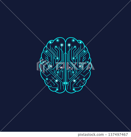 Digital brain circuit neon illustration representing artificial intelligence, neural network, technology and innovation Digital brain circuit neon illustration representing artificial intelligence, neural network, technology and innovation 137497467