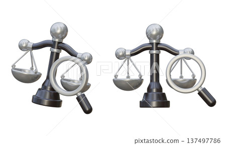 3D Rendering of Scales of Justice and Magnifying Glass for Legal Investigation Concept 3D Rendering of Scales of Justice and Magnifying Glass for Legal Investigation Concept 137497786