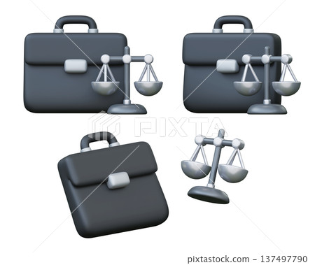 3D Briefcase and Scales of Justice for Professional Legal Service and Business Law 137497790