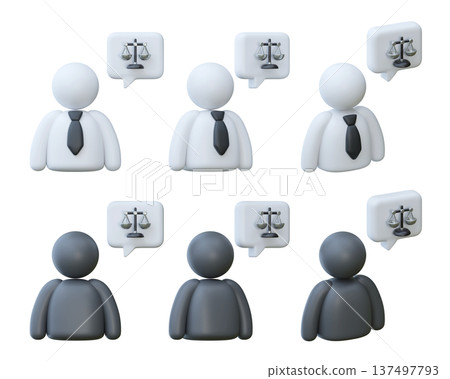 3D Character Lawyer Icon with Scales of Justice Speech Bubble for Legal Advice 3D Character Lawyer Icon with Scales of Justice Speech Bubble for Legal Advice 137497793