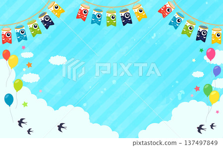 Carp streamer garland Children's Day frame 1_horizontal Carp streamer garland Children's Day frame 1_horizontal 137497849