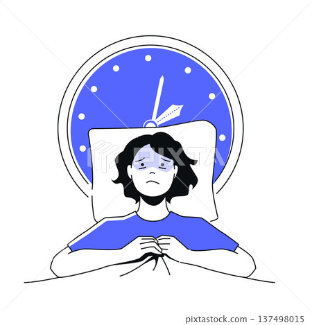 Female with Insomnia - colorful flat design illustration Female with Insomnia - colorful flat design illustration 137498015