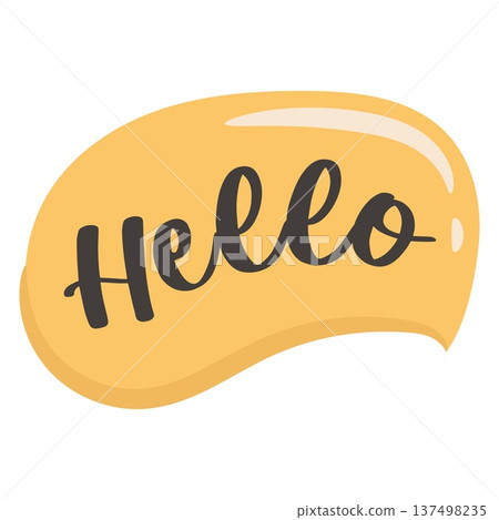 Colorful speech bubble sticker with hello greeting Colorful speech bubble sticker with hello greeting 137498235