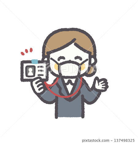 可愛的職業女性臉部表情姿勢插畫集 137498325