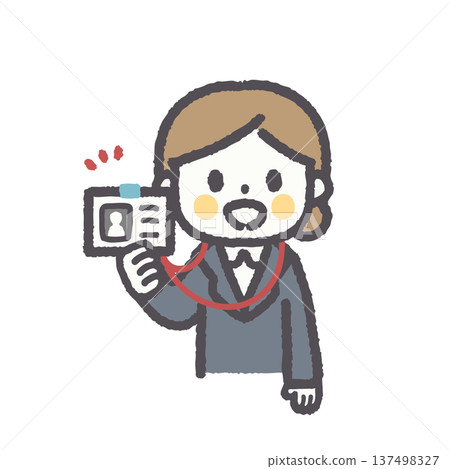 可愛的職業女性臉部表情姿勢插畫集 137498327