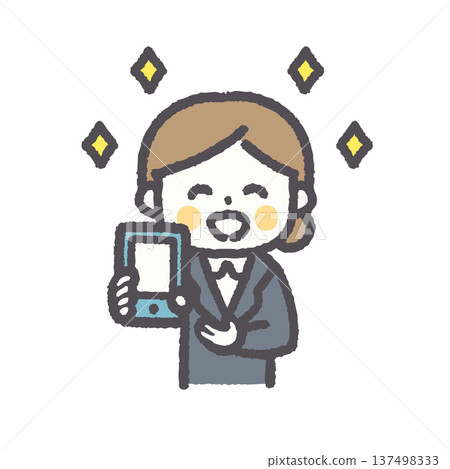 可愛的職業女性臉部表情姿勢插畫集 137498333