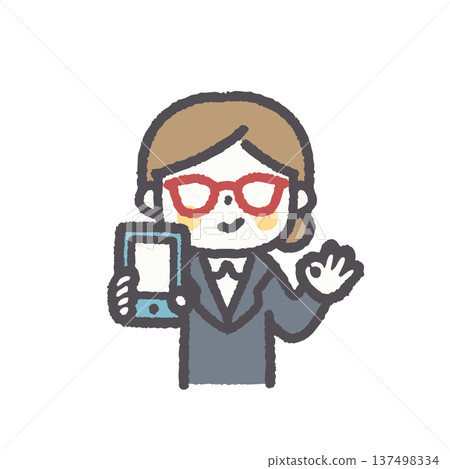可愛的職業女性臉部表情姿勢插畫集 137498334