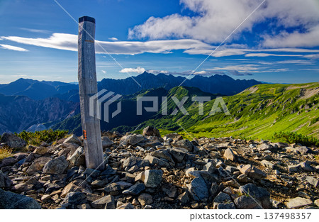 The Yari and Hotaka mountain ranges seen from Mount Mitsumatarenge in the Northern Alps The Yari and Hotaka mountain ranges seen from Mount Mitsumatarenge in the Northern Alps 137498357