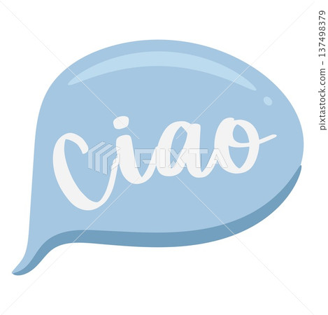 Colorful speech bubble sticker with Ciao in italian language - english for hello greeting Colorful speech bubble sticker with Ciao in italian language - english for hello greeting 137498379