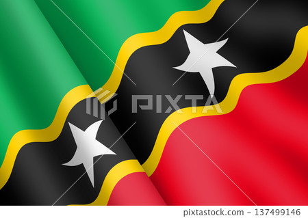 Saint Kitts and Nevis waving flag illustration 137499146