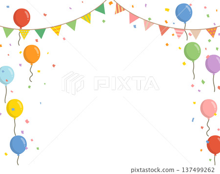 Garland, balloons, and confetti party background Vector material with copy space Garland, balloons, and confetti party background Vector material with copy space 137499262