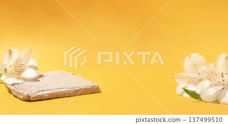 Background for cosmetic products of natural yellow color. Background for cosmetic products of natural yellow color. 137499510