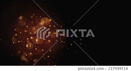 Golden abstract bokeh on black background. Golden abstract bokeh on black background. 137499514