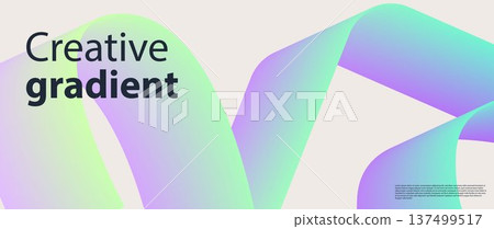 A wavy shape with a color gradient on a white background. Blurred color effects. Suitable for branding, social media, posters, flyers, banners, and presentations 137499517