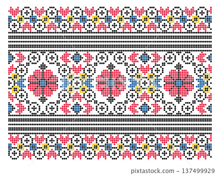 Dotted Bead Folk Ornament Ukraine Lviv Flowers Dotted Bead Folk Ornament Ukraine Lviv Flowers 137499929