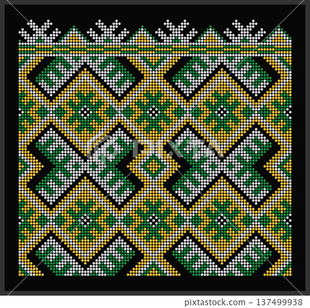 Dotted Lviv Pattern in Yellow Green on Black Dotted Lviv Pattern in Yellow Green on Black 137499938