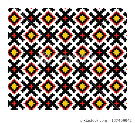 Ornament Tile with Lviv Embroidery Diamond Pattern Ornament Tile with Lviv Embroidery Diamond Pattern 137499942