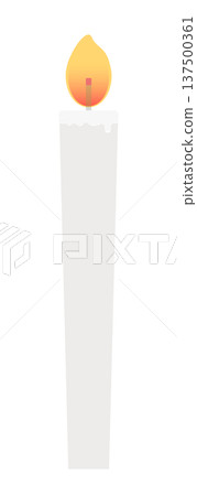 Illustration of a single white candle with a flickering flame - Simple and cute candle - Transparent background 137500361