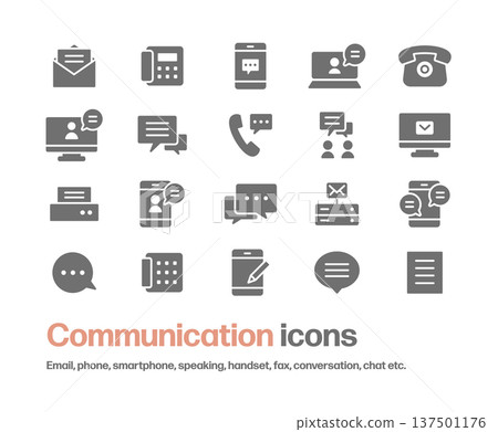 Communication related silhouette icon set 137501176