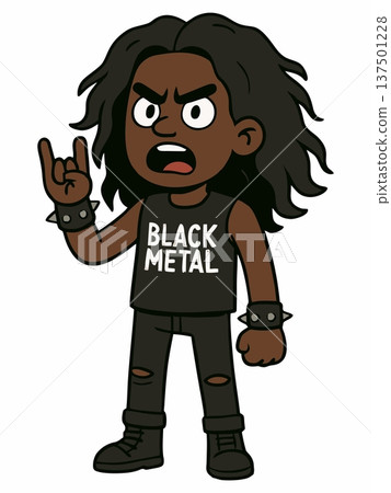 Metalhead Cartoon Character Illustration with Rock Moves Metalhead Cartoon Character Illustration with Rock Moves 137501228