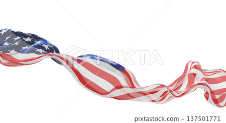 USA or American flag sheer fabric flowing in the wind isolated on white background with copy space 4th of july America Independence day banner 3D render 137501771