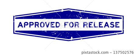 Grunge blue approved for release word hexagon seal stamp on white background Grunge blue approved for release word hexagon seal stamp on white background 137502576