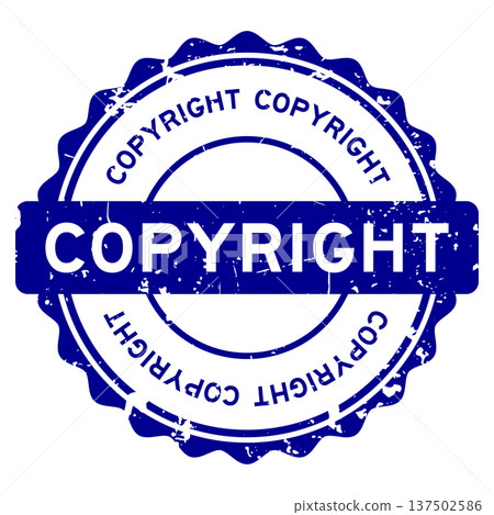 Grunge blue copyright word round seal stamp on white background 137502586