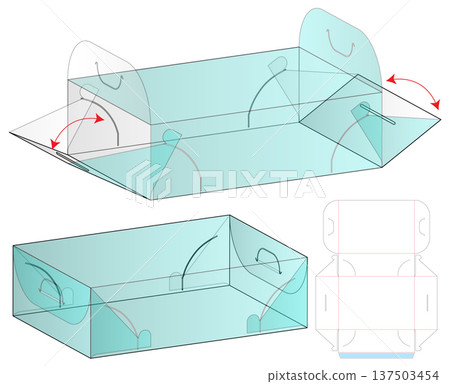 Flip Lid Tray Packaging Mockup with Dieline Template Flip Lid Tray Packaging Mockup with Dieline Template 137503454