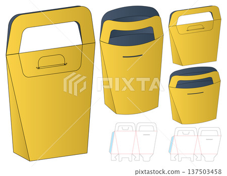 Gable Bag Packaging Mockup with Dieline Template Gable Bag Packaging Mockup with Dieline Template 137503458