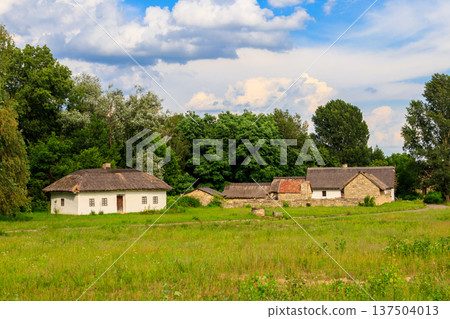 View of Open-air Museum of Folk Architecture and Folkways of Ukraine in Pyrohiv (Pirogovo) village near Kiev, Ukraine 137504013