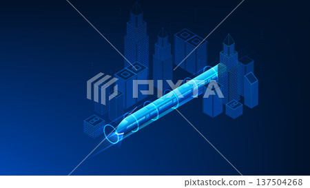 Transport Technology, High Speed Electric Train Through Hyperloop Ring, Smart Public Transit System, Advanced Logistics Network, High Tech Mobility Infrastructure Background Transport Technology, High Speed Electric Train Through Hyperloop Ring, Smart Public Transit System, Advanced Logistics Network, High Tech Mobility Infrastructure Background 137504268