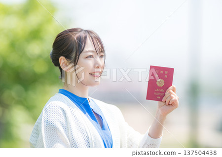 A woman with a passport A woman with a passport 137504438
