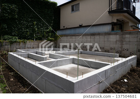 Foundation work for single-family homes, foundations for homes, construction sites for new homes, 137504681