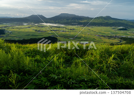 The crater of Mt. Aso that raises the eruption The crater of Mt. Aso that raises the eruption 137504708