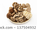 Assorted mushrooms in a colander Assorted mushrooms in a colander 137504932