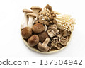 Assorted mushrooms in a colander Assorted mushrooms in a colander 137504942