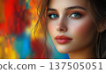 Portrait of a beautiful young woman smiling and looking at camera. Woman portrait 137505051