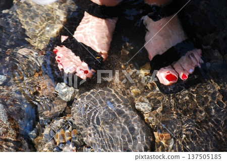 Wearing sandals Wearing sandals 137505185