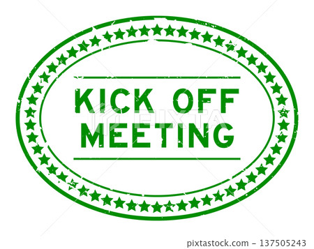 Grunge green kick off meeting word oval seal stamp on white background Grunge green kick off meeting word oval seal stamp on white background 137505243