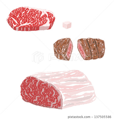 Wagyu steak and beef fat platter set Wagyu steak and beef fat platter set 137505586