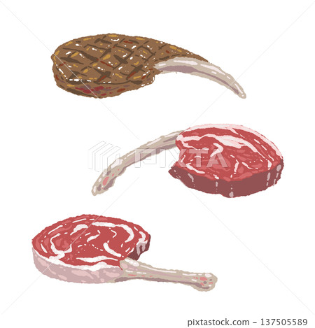 T-bone steak (raw meat and grilled meat) set T-bone steak (raw meat and grilled meat) set 137505589
