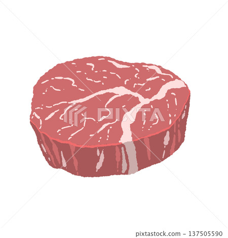 Thick-cut Wagyu beef steak (fillet/rump) raw meat illustration Thick-cut Wagyu beef steak (fillet/rump) raw meat illustration 137505590