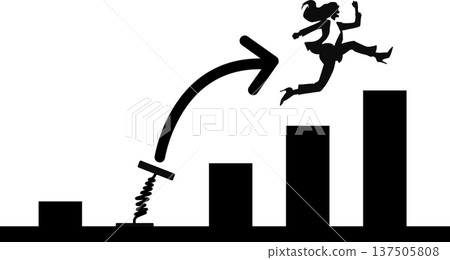 一位女商人考慮提高技能的插圖 137505808