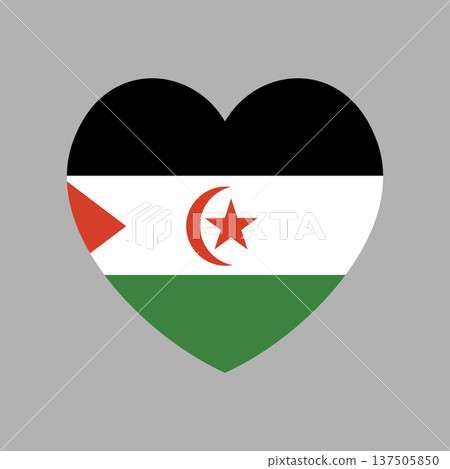 National flag of Western Sahara button in heart shape. Western Sahara heart shaped flag icon, sticker. Flag badge, background, banner. 137505850