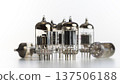 Vintage vacuum tubes standing on white background 137506188