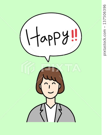 A friendly hand-drawn illustration of a happy, delighted smiling woman A friendly hand-drawn illustration of a happy, delighted smiling woman 137506396
